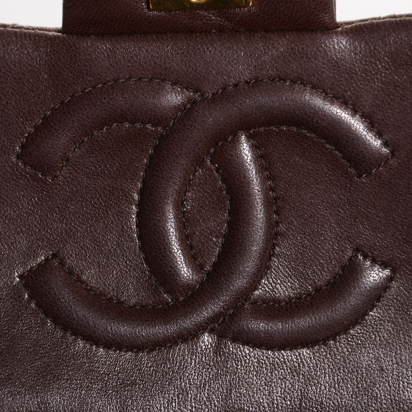 Lambskin Quilted Mini Square Flap Brown