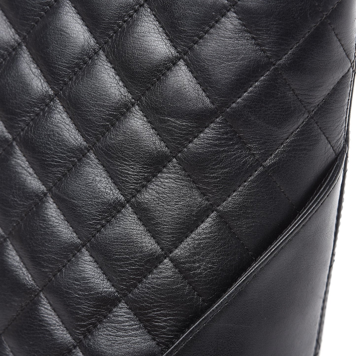 Calfskin Quilted Medium Cambon Tote Black White