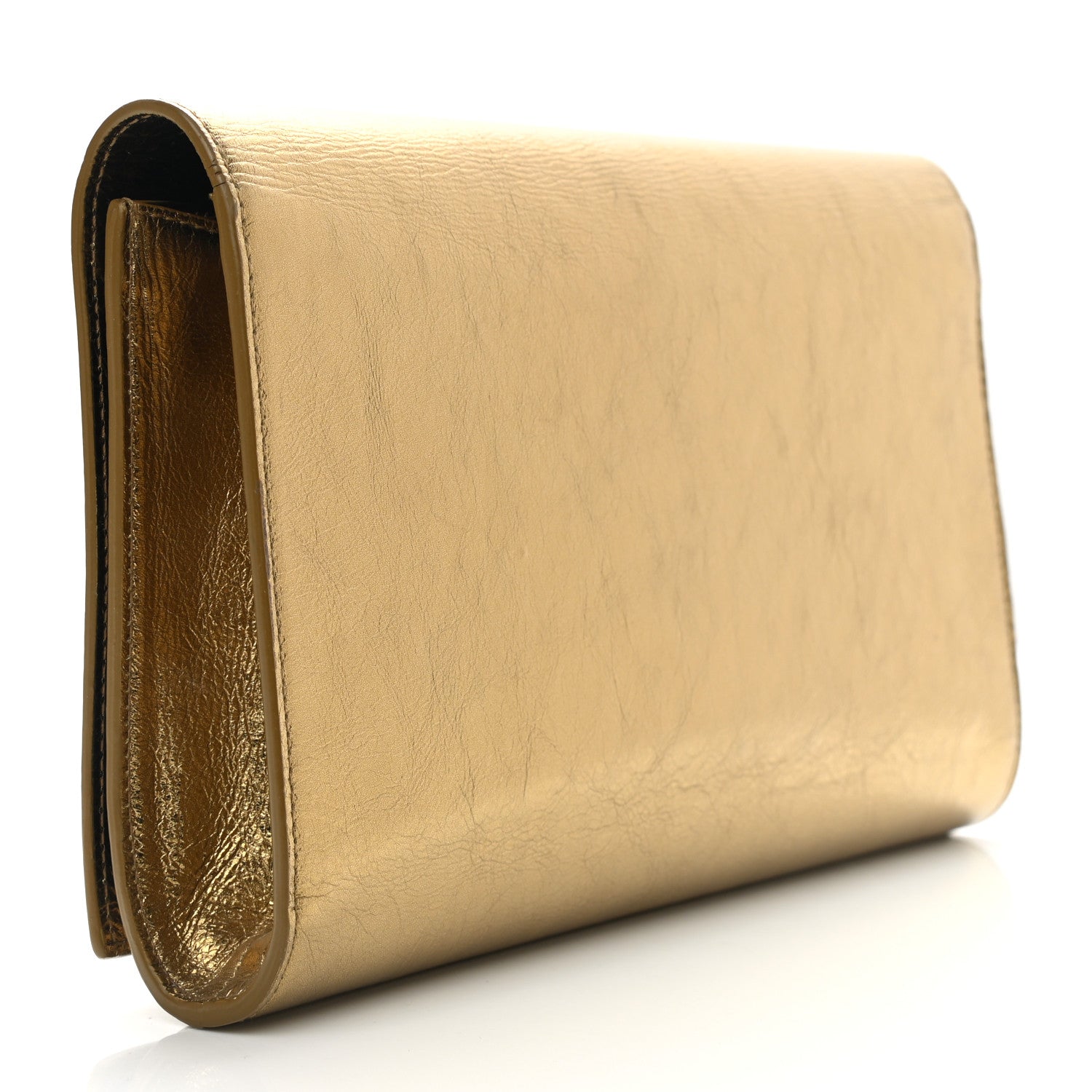 Saint Laurent Metallic Calfskin Monogram Large Belle De Jour Clutch Gold 2 of 6