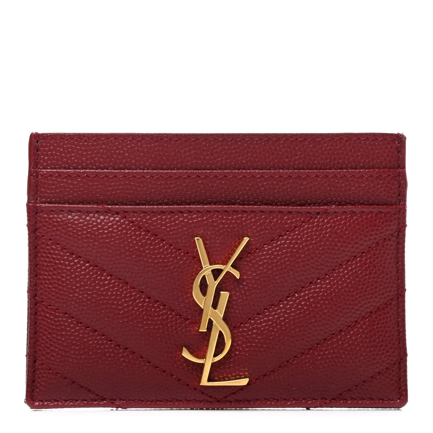 Grain De Poudre Matelasse Chevron Monogram Credit Card Case Opyum Red