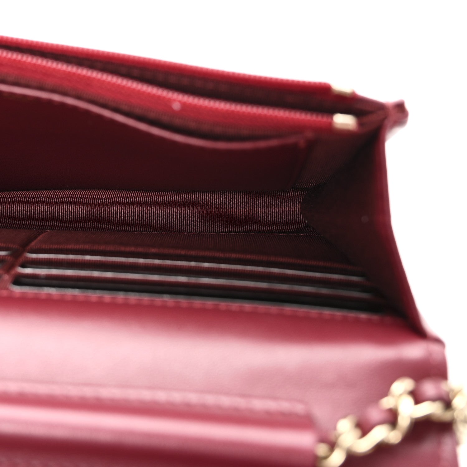 Chanel Lambskin Quilted Wallet On Chain WOC Burgundy 5 of 12
