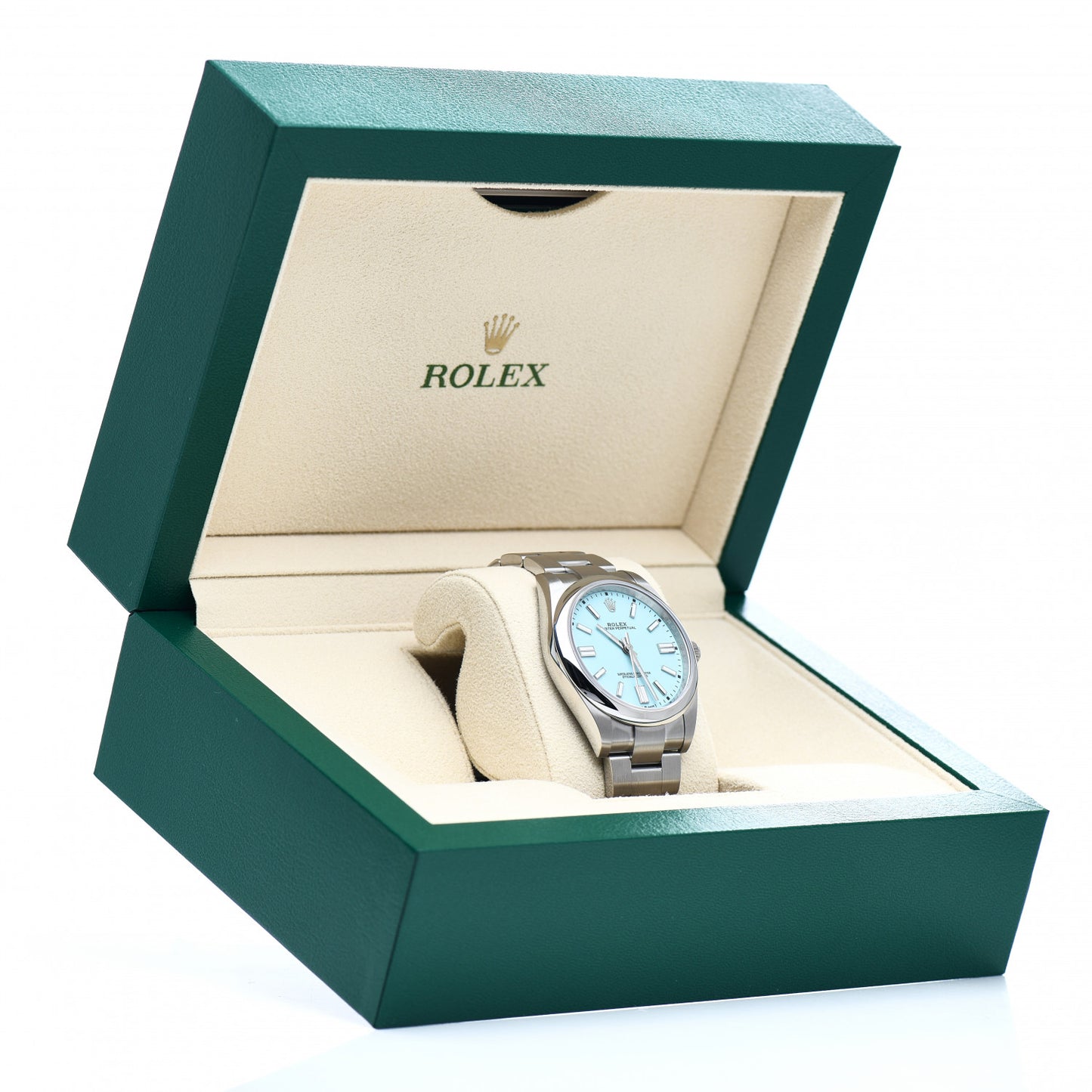 Stainless Steel 41mm Oyster Perpetual Watch Turquoise 124300
