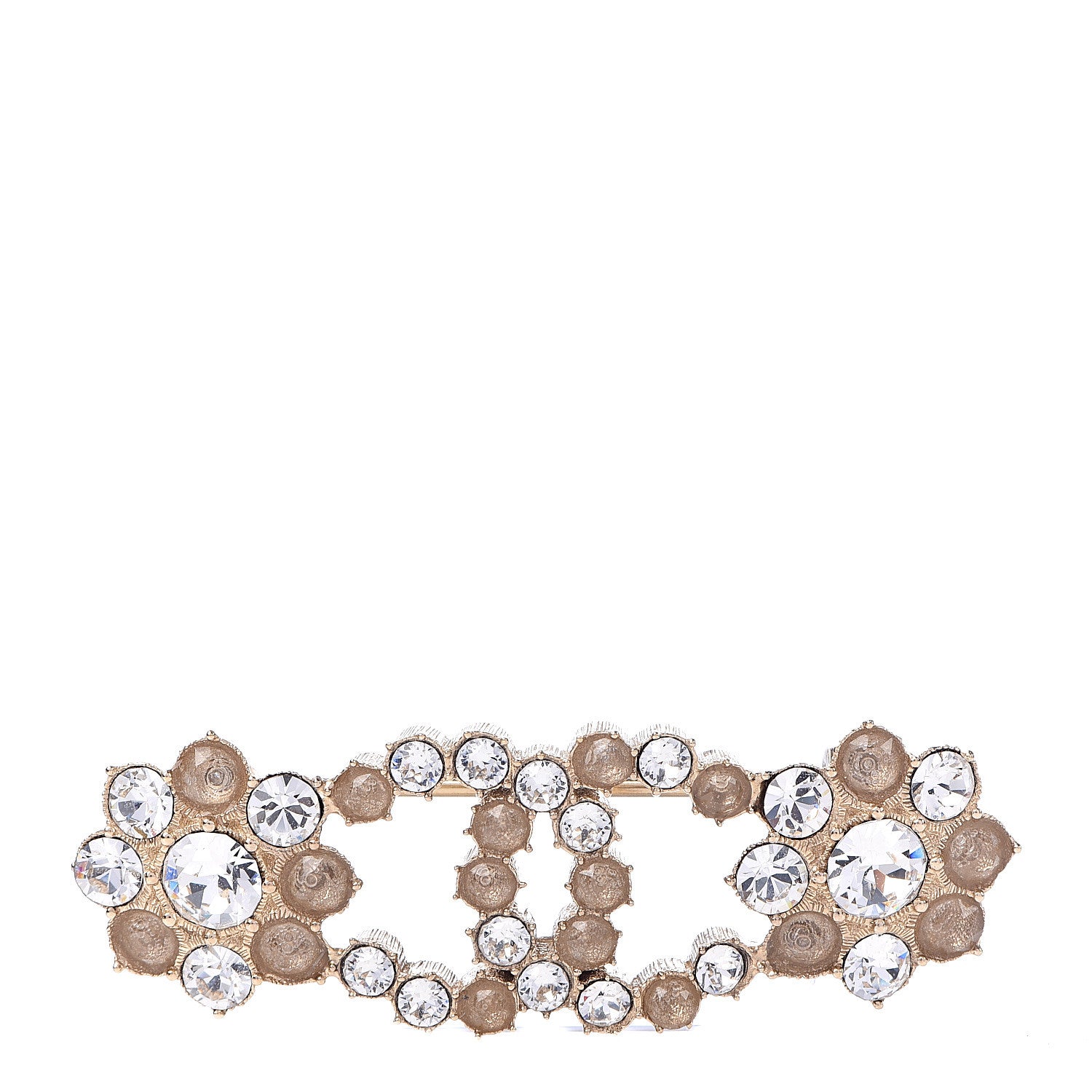 Chanel Crystal CC Flower Brooch Gold 1 of 4