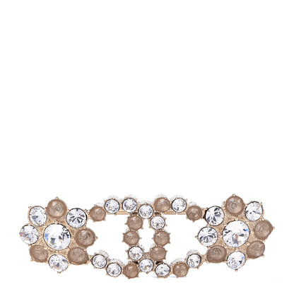 Chanel Crystal CC Flower Brooch Gold 1 of 4