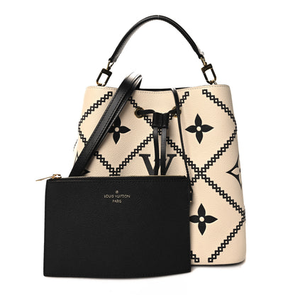 Louis Vuitton Empreinte Monogram Giant Broderies Neonoe MM Cream Black 2 of 9