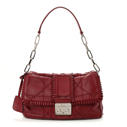 Christian Dior Lambskin Cannage Ruffle New Lock Flap Red 1 of 12