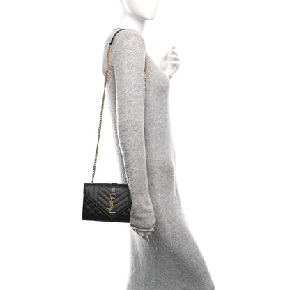 Saint Laurent Grain De Poudre Textured Mixed Matelasse Triquilt Small Monogram Satchel Black 2 of 11