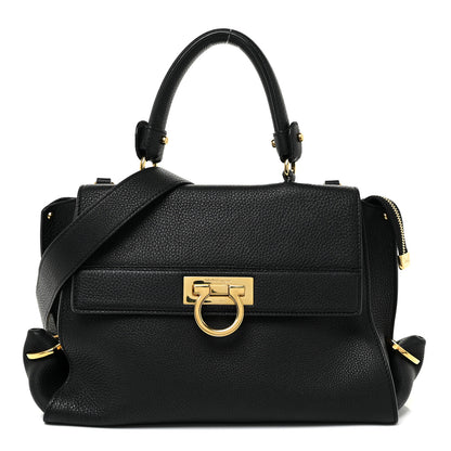 Salvatore Ferragamo Calfskin Medium Sofia Satchel Black 1 of 19