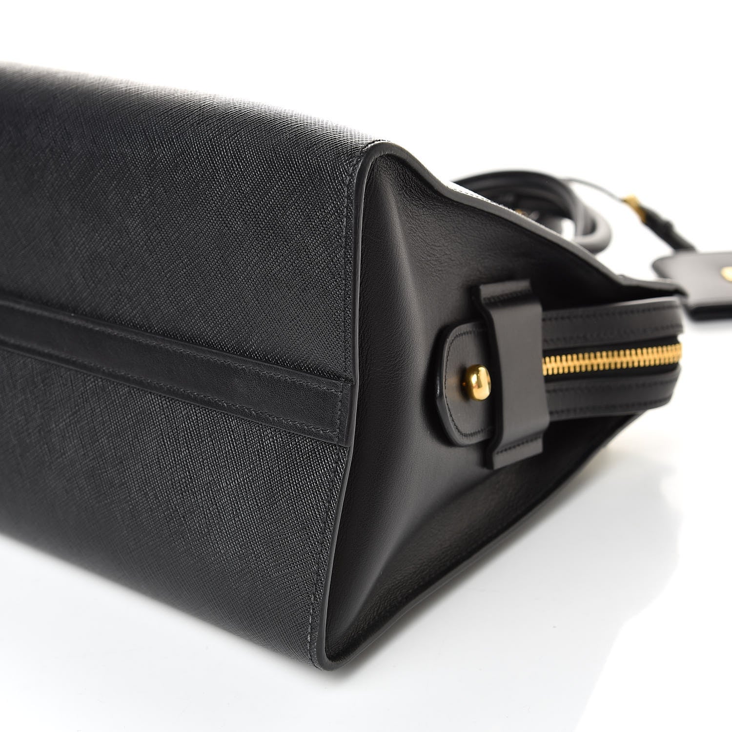 Prada Saffiano City Calf Medium Esplanade Tote Black White 8 of 11