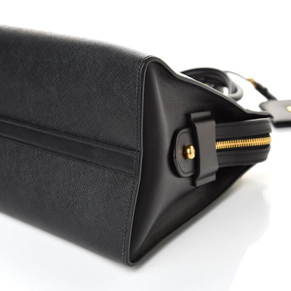 Prada Saffiano City Calf Medium Esplanade Tote Black White 8 of 11