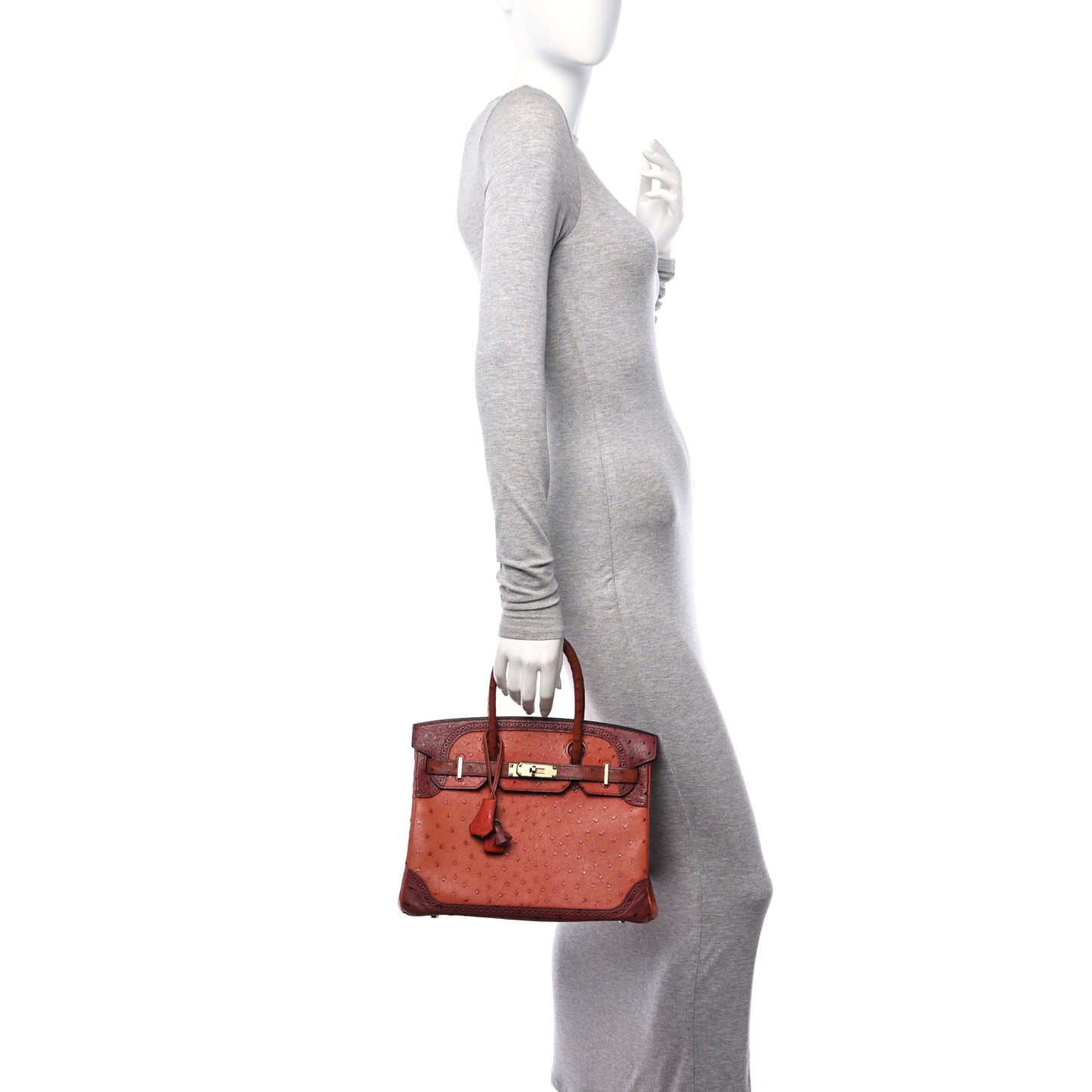 Ostrich Ghillies Birkin 30 Brique Rouge H