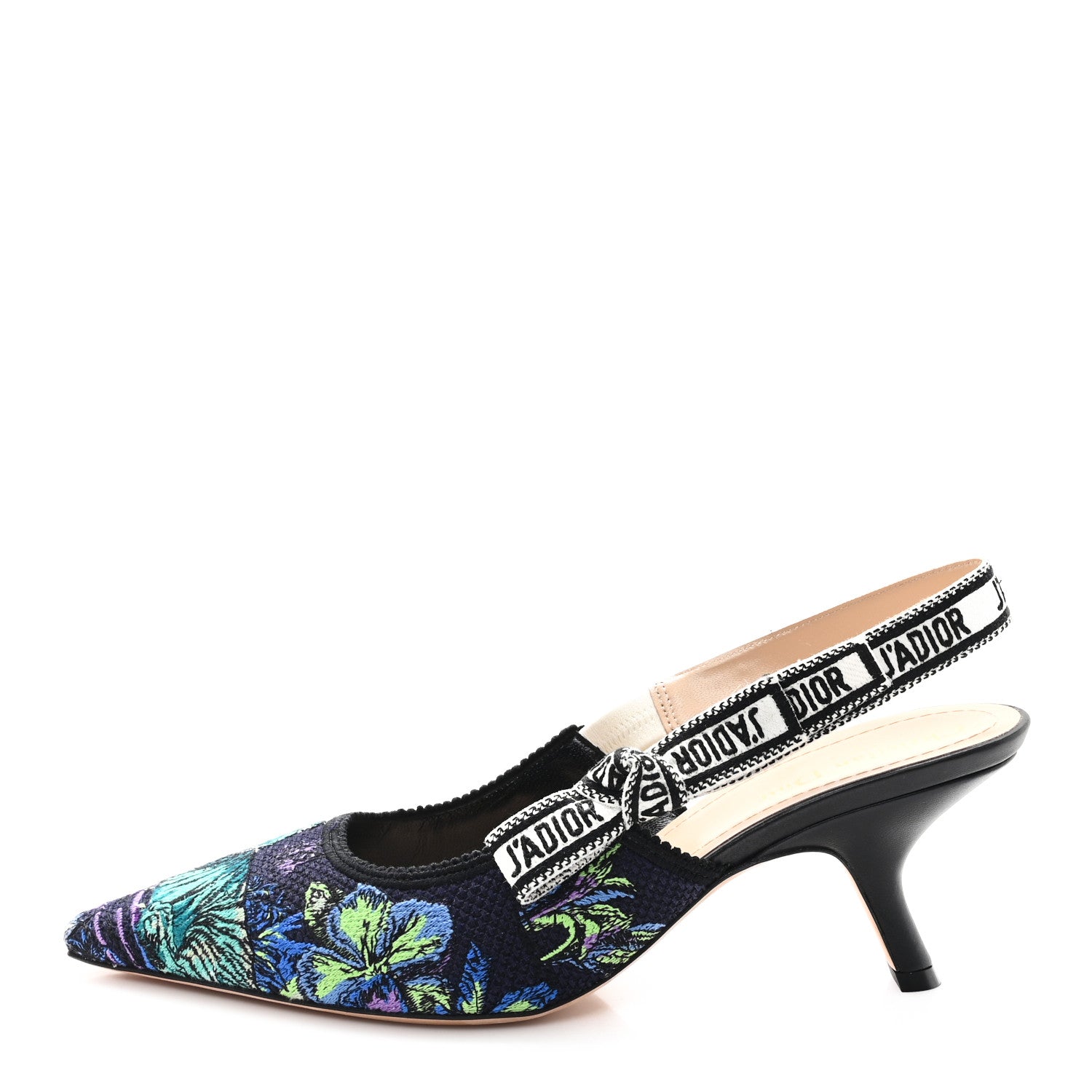 Christian Dior Canvas Embroidered Voyage Cotton Ribbon J'Adior Slingback 65mm Pumps 40.5 Multicolor 1 of 10