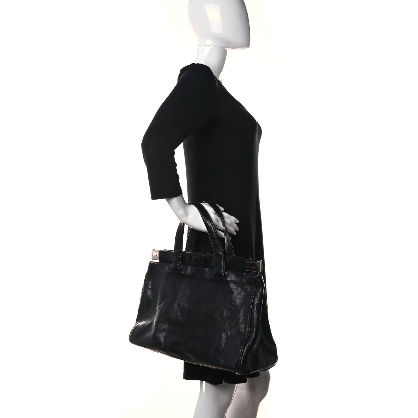 Vitello Lux Satchel Black