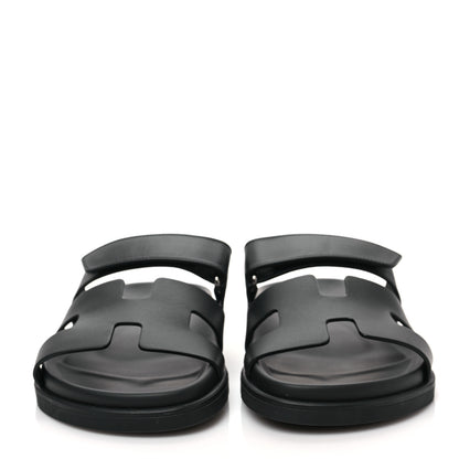 Hermes Calfskin Womens Chypre Sandals 37 Black 2 of 8