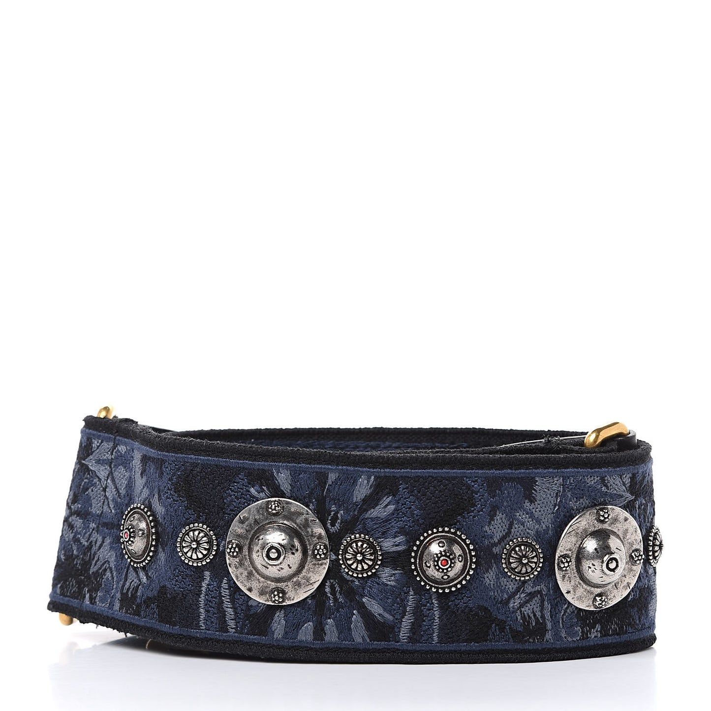 Canvas Embroidered Studded KaleiDiorscopic Adjustable Shoulder Strap Blue