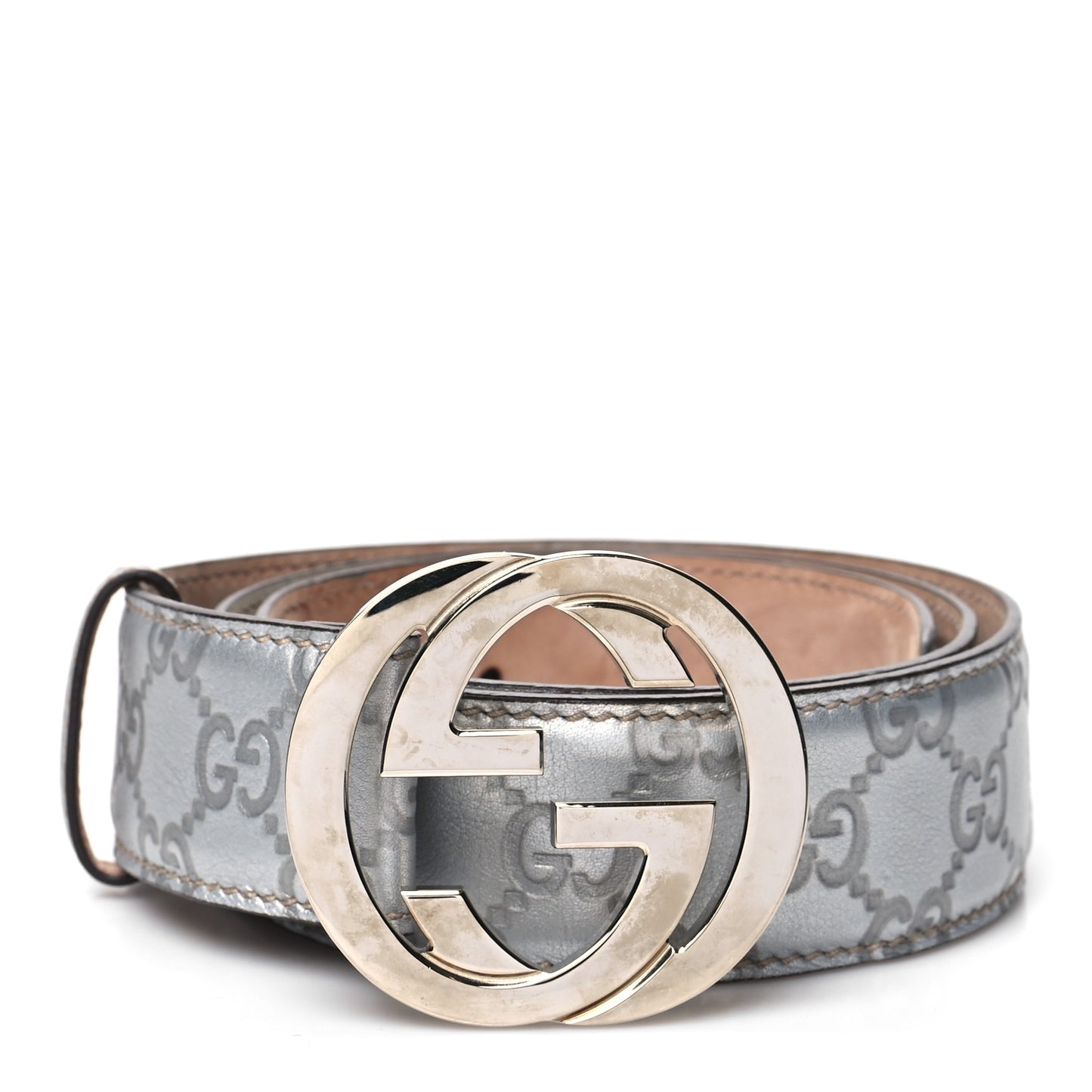 Metallic Guccissima Interlocking G Belt 90 36