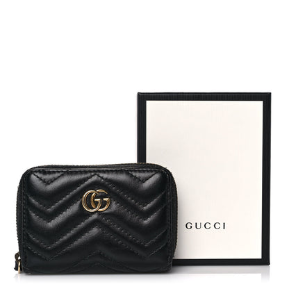 Gucci Calfskin Matelasse GG Marmont Zip Around Card Case Black 10 of 10