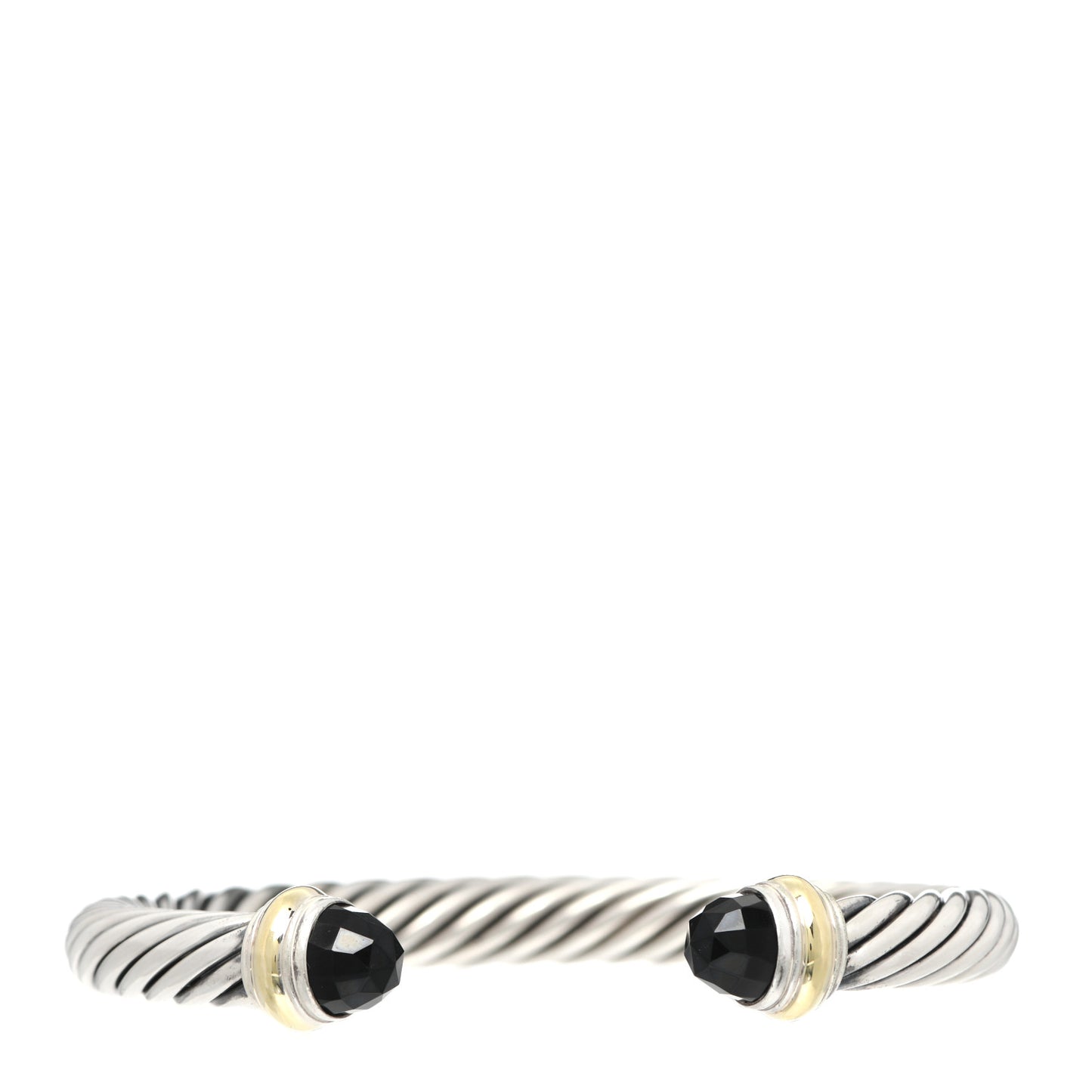 Sterling Silver 14K Yellow Gold Black Onyx 7mm Cable Classics Bracelet