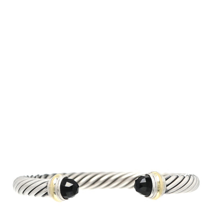 David Yurman Sterling Silver 14K Yellow Gold Black Onyx 7mm Cable Classics Bracelet 1 of 4