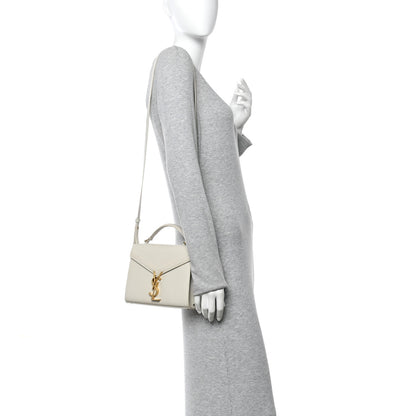 Saint Laurent Grain de Poudre Mini Classic Monogram Cassandra Top Handle Vintage White 2 of 9