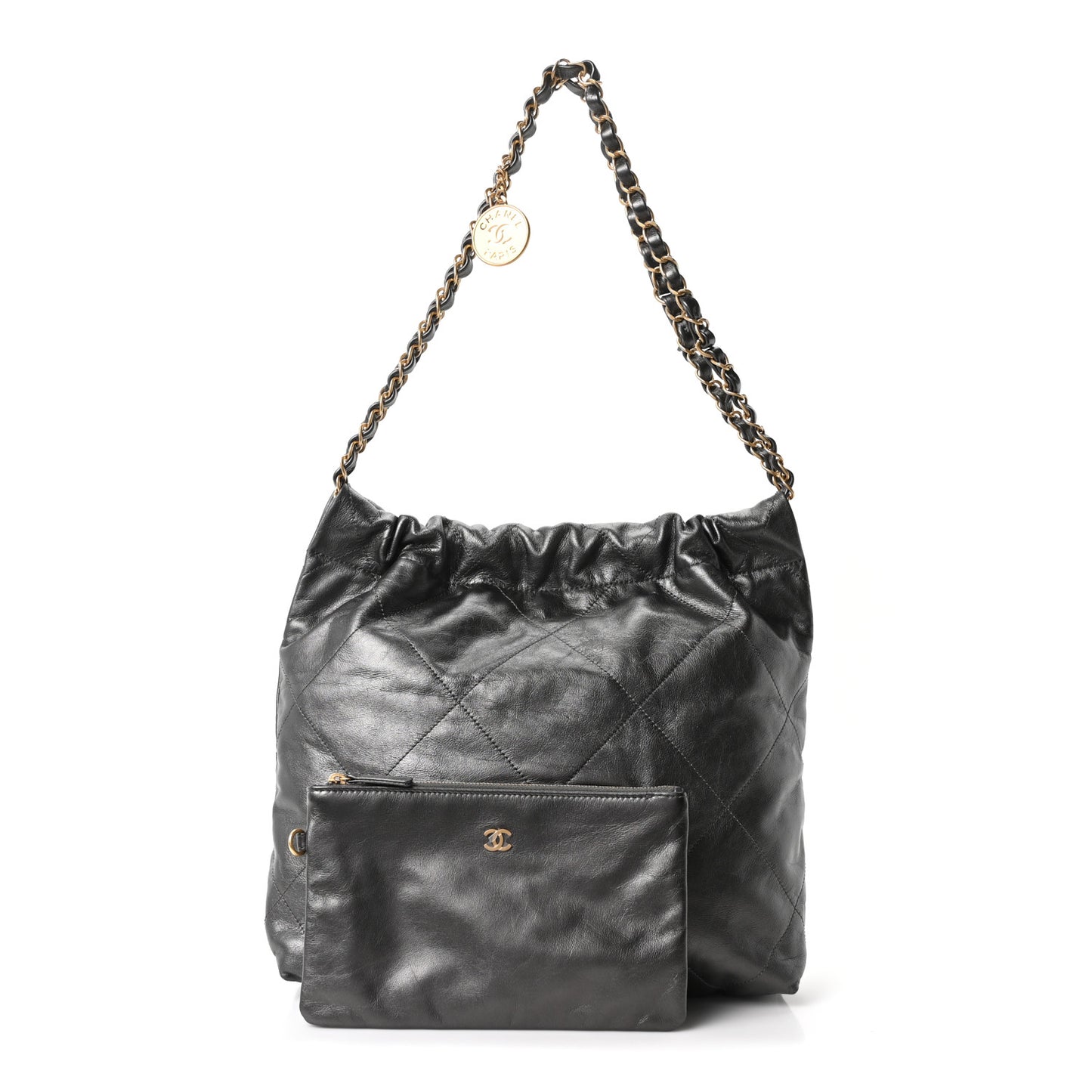 Metallic Calfskin Quilted Small Chanel 22 Ruthenium