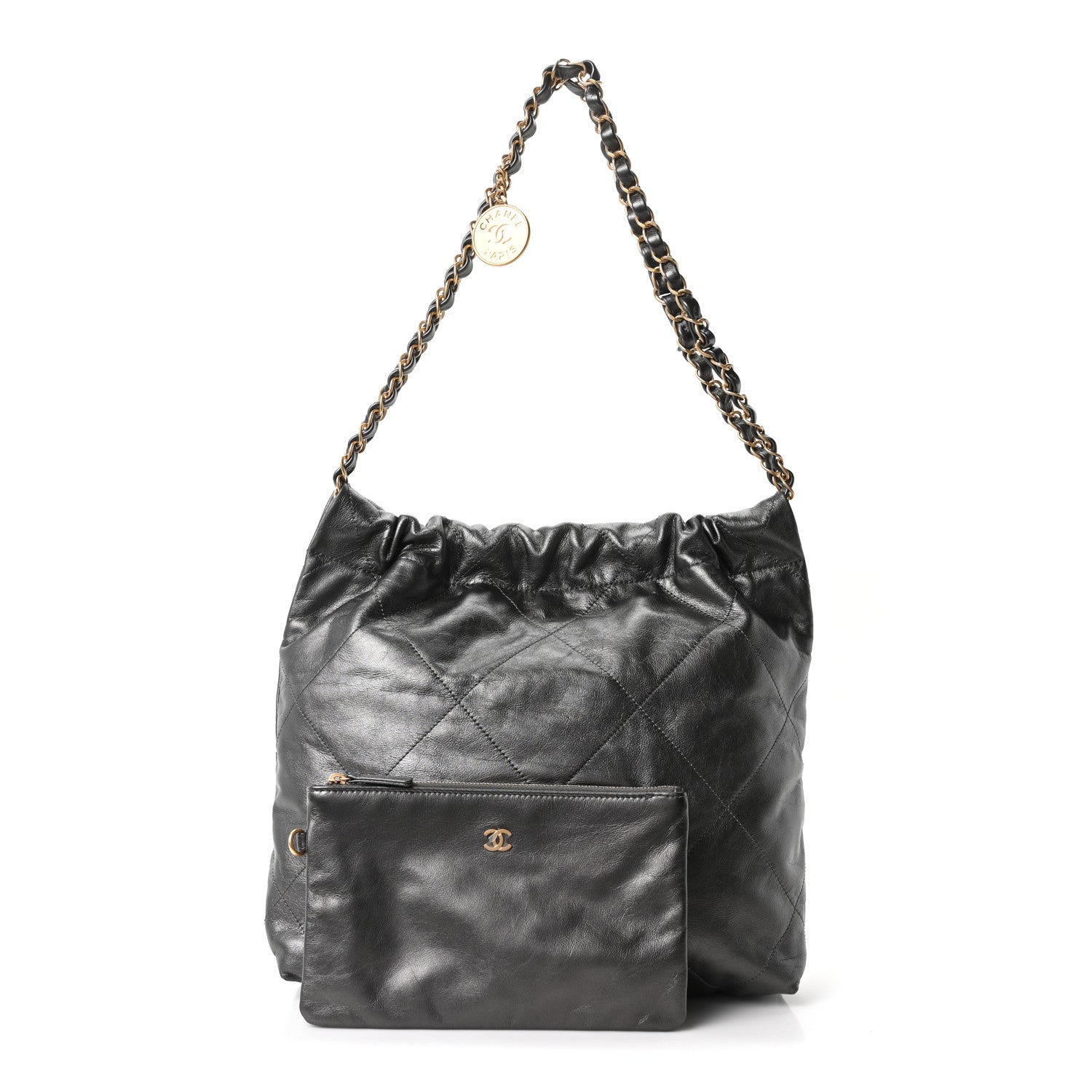 Chanel Metallic Calfskin Quilted Small Chanel 22 Ruthenium 3 of 11