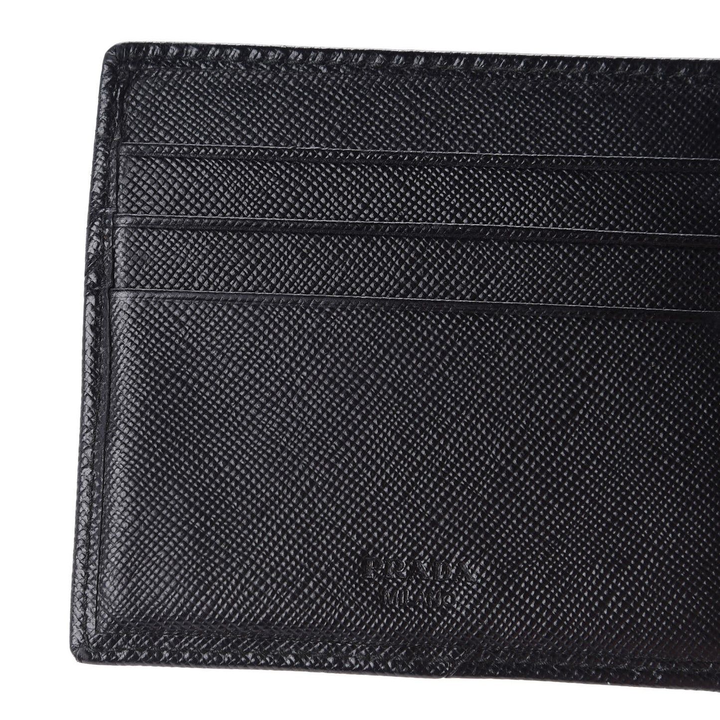 Saffiano Money Clip Bi-Fold Wallet Black
