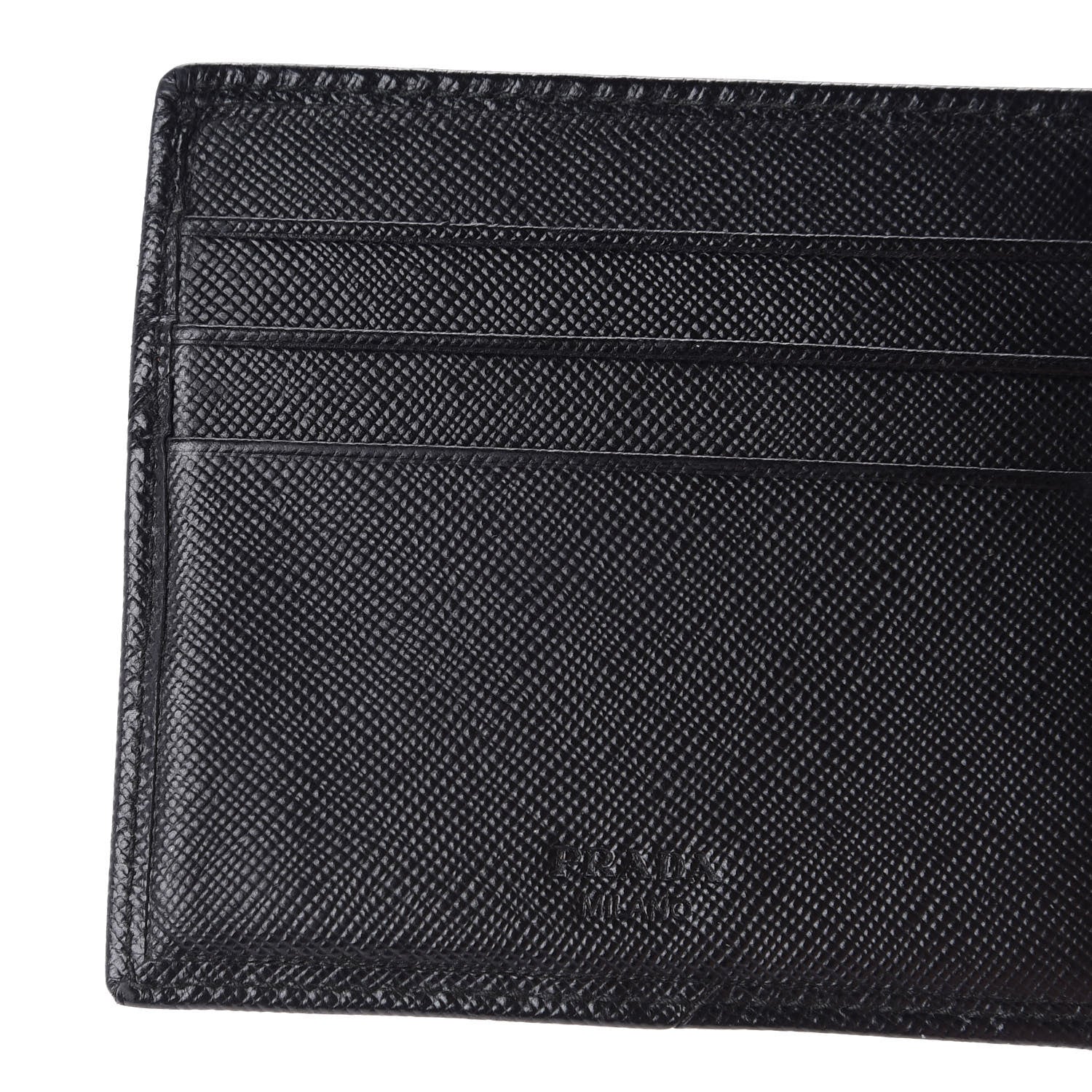 Prada Saffiano Money Clip Bi-Fold Wallet Black 8 of 13
