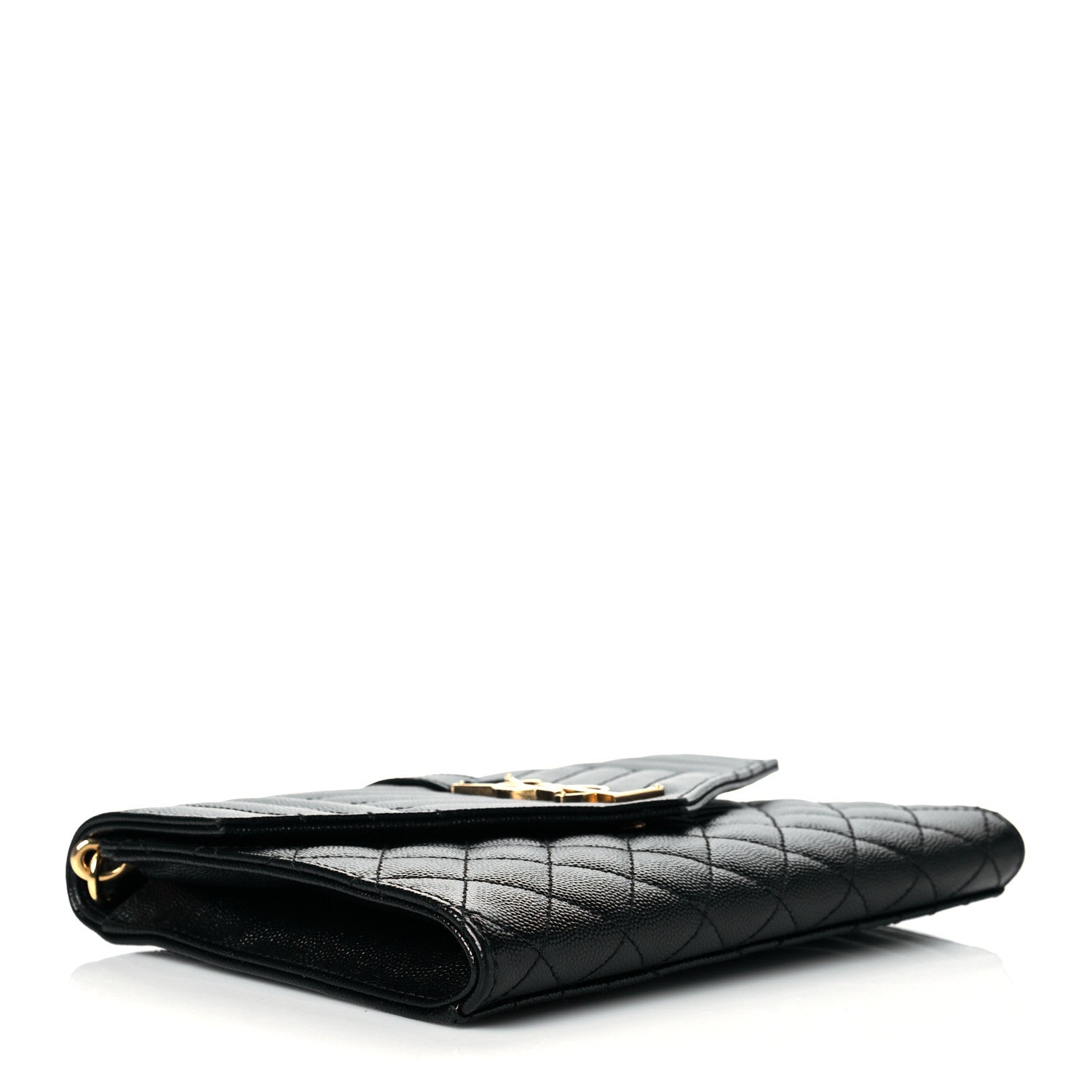 Saint Laurent Grain De Poudre Textured Mixed Matelasse Triquilt Monogram Clutch Black 4 of 11