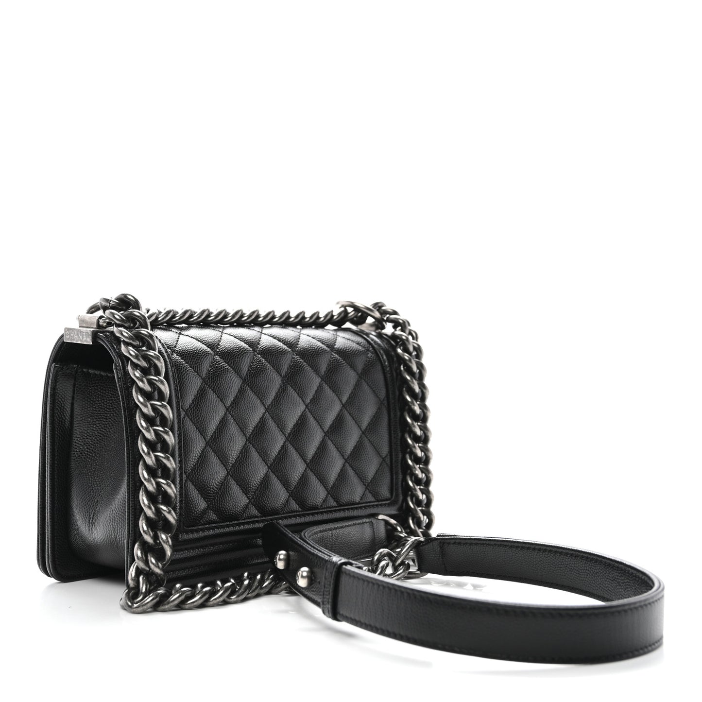 Caviar Quilted Small Boy Flap Black