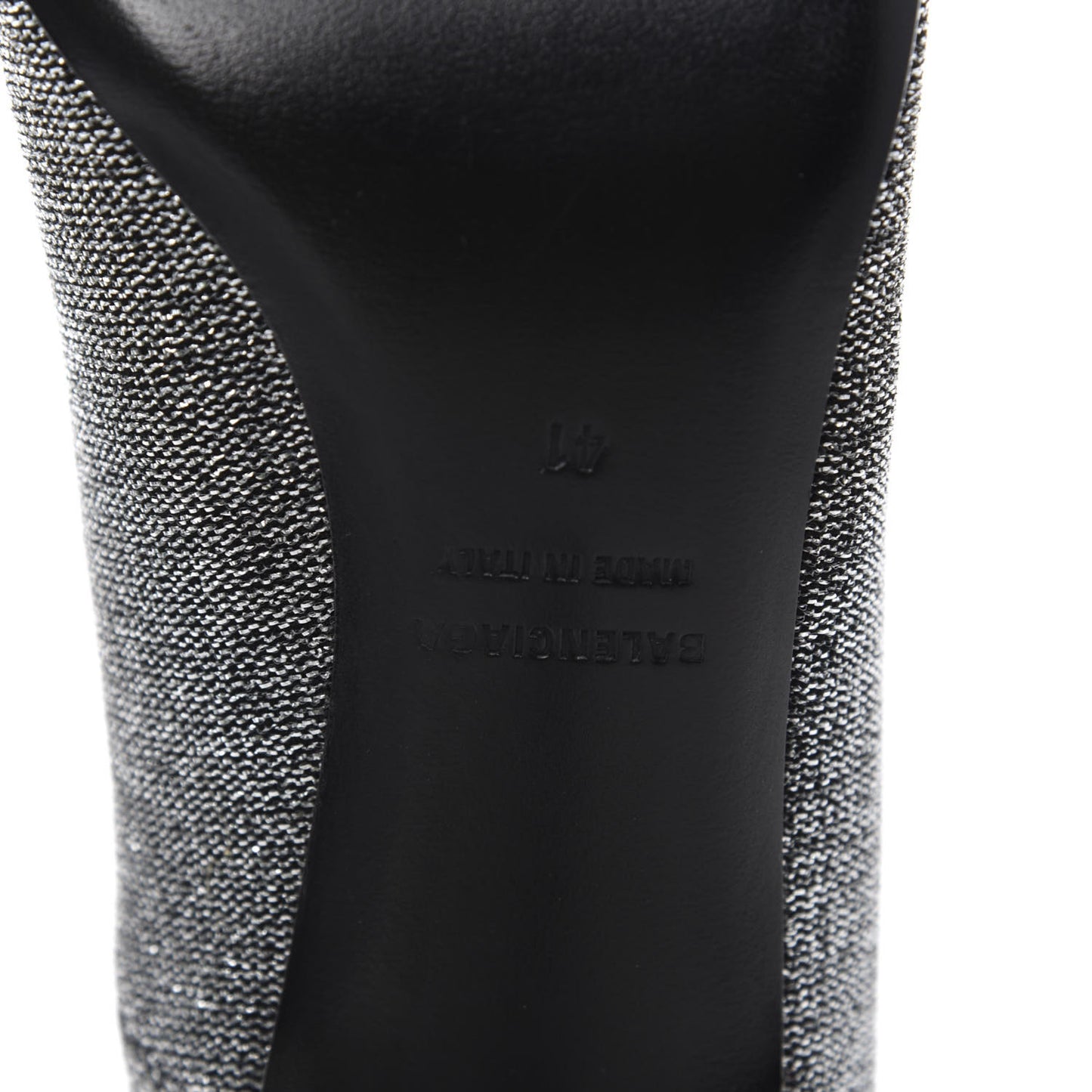 Shiny Fabric Square Knife 80mm Pumps 41 Silver