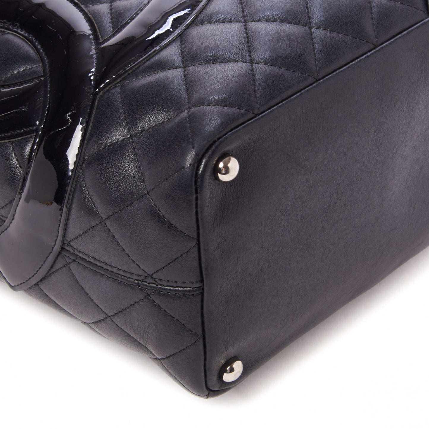 Calfskin Quilted Medium Cambon Tote Black