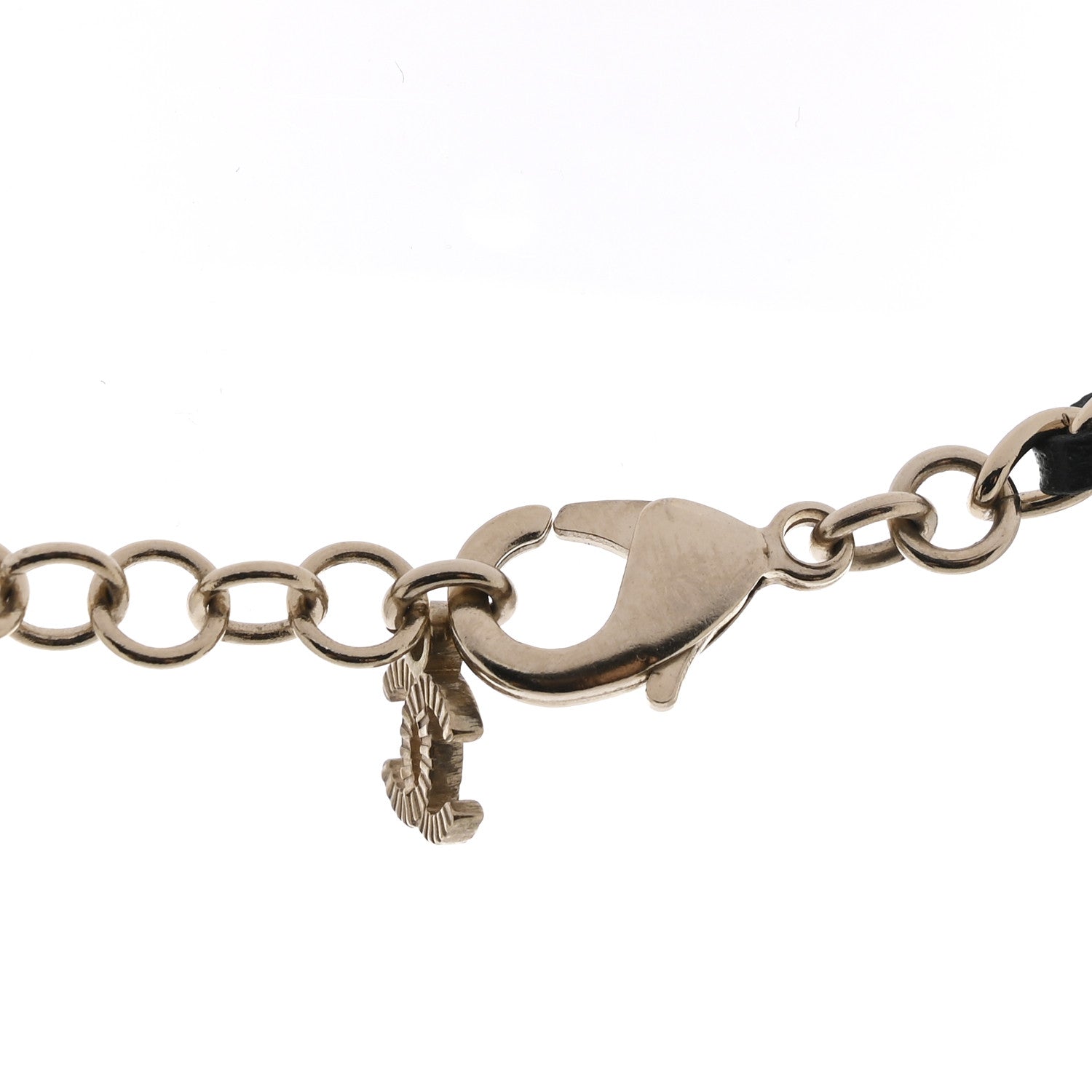 Chanel Lambskin Crystal CC Chain Choker Necklace Black Gold 5 of 6