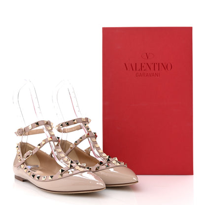 Valentino Garavani Patent Rockstud Cage Ballerina Flats 38.5 Poudre 12 of 12
