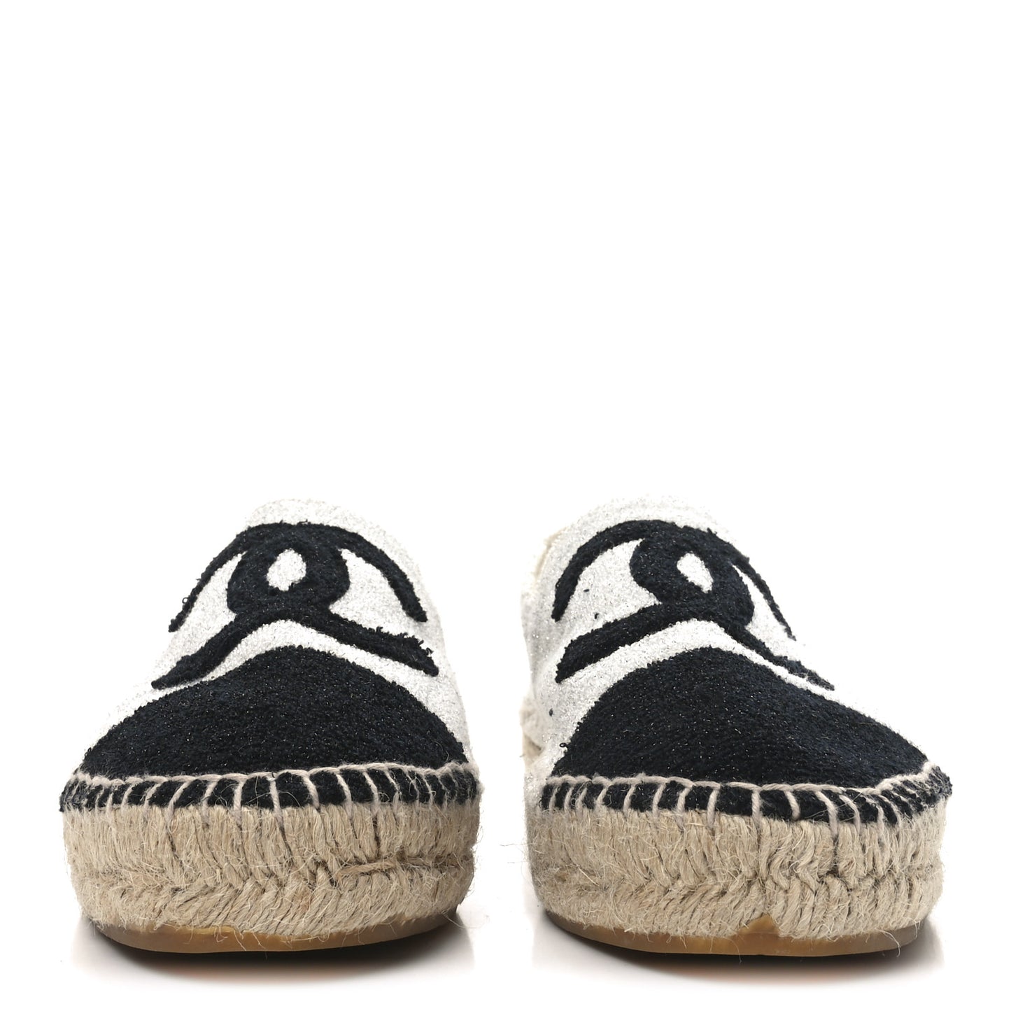 Terry Cloth CC Espadrilles 41 Silver Black