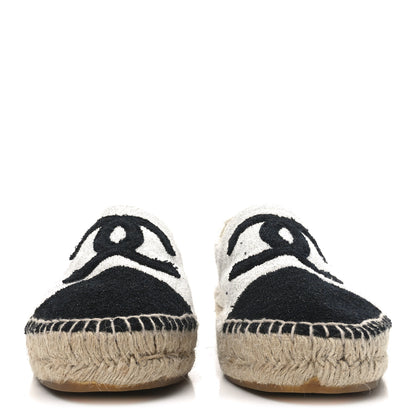 Chanel Terry Cloth CC Espadrilles 41 Silver Black 5 of 8