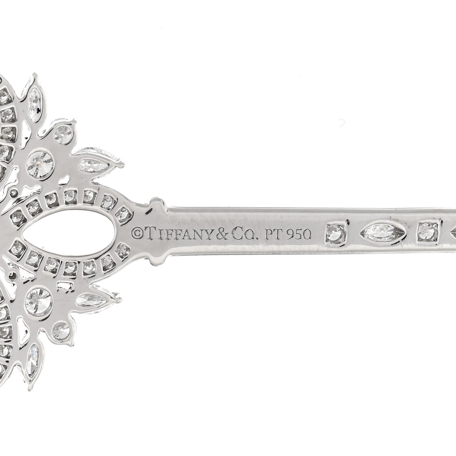 Tiffany Platinum 18K White Gold Diamond Victoria Key Pendant Necklace 3 of 4