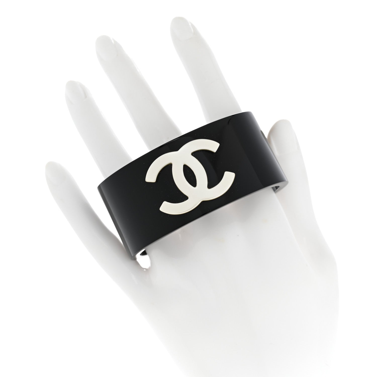 Chanel Resin CC Cuff Gold Black 2 of 4