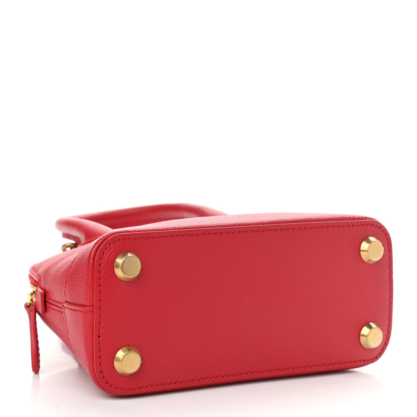 Signature Grained Calfskin Logo XXS Ville Top Handle Bag Rouge Lantern Black