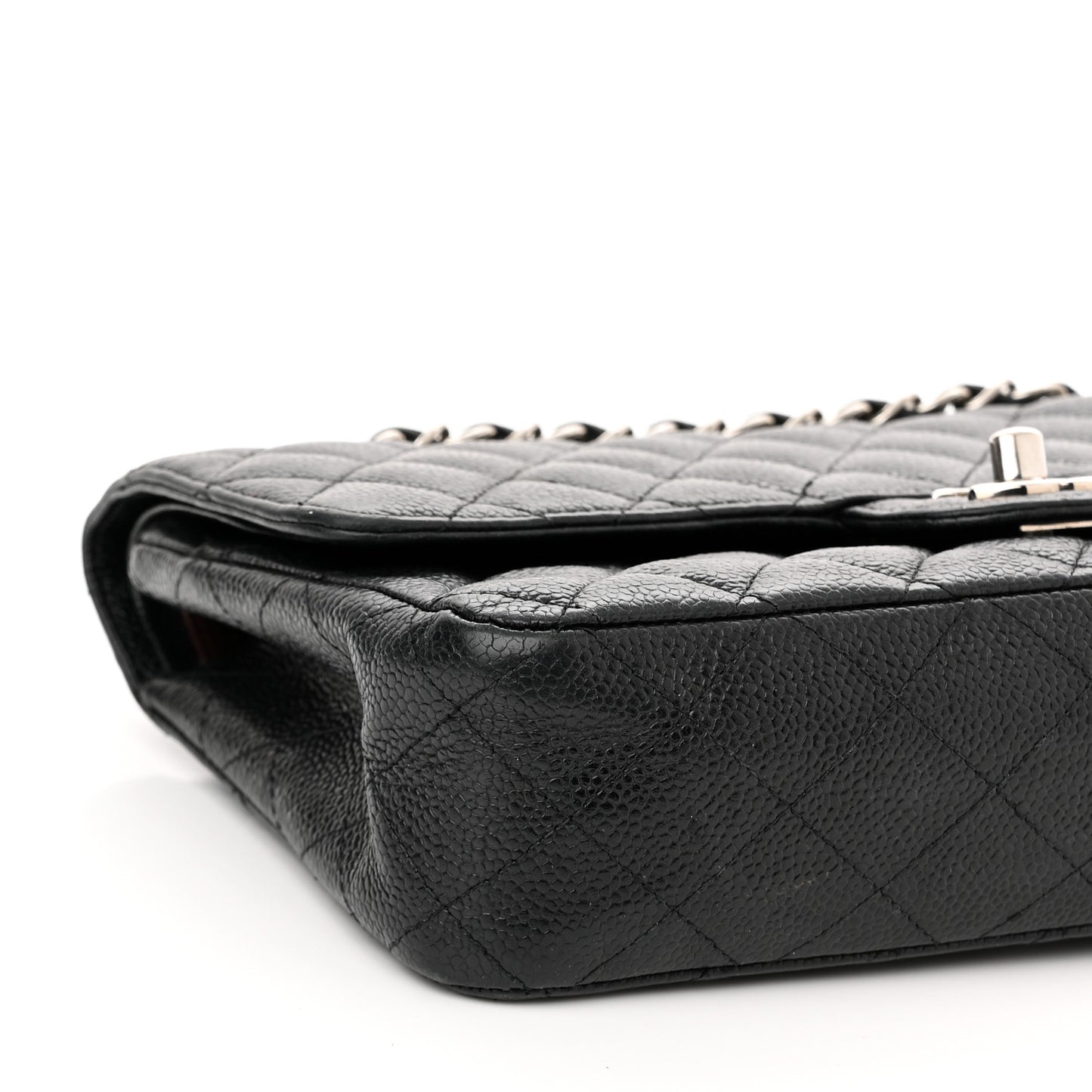 Caviar Quilted Medium Double Flap Black