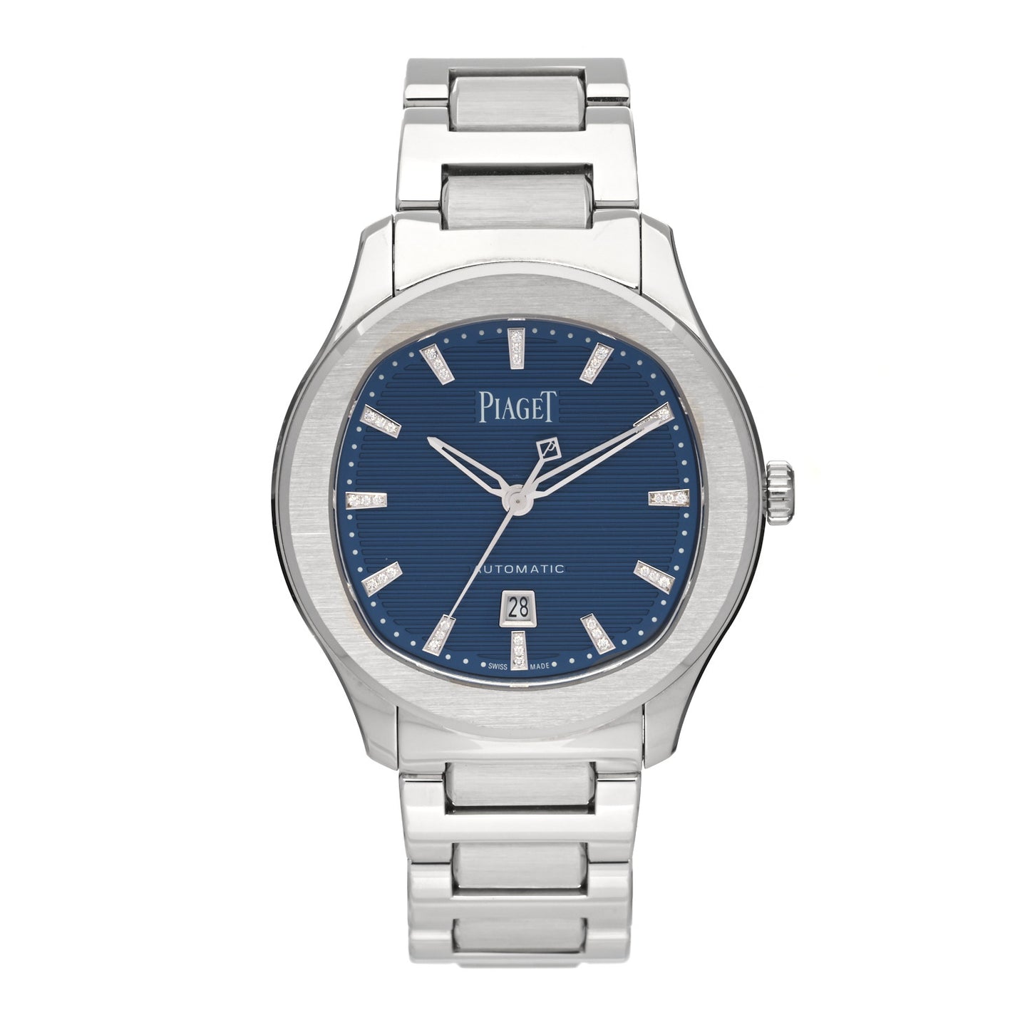 Stainless Steel Diamond 36mm Polo Date Automatic Watch Blue