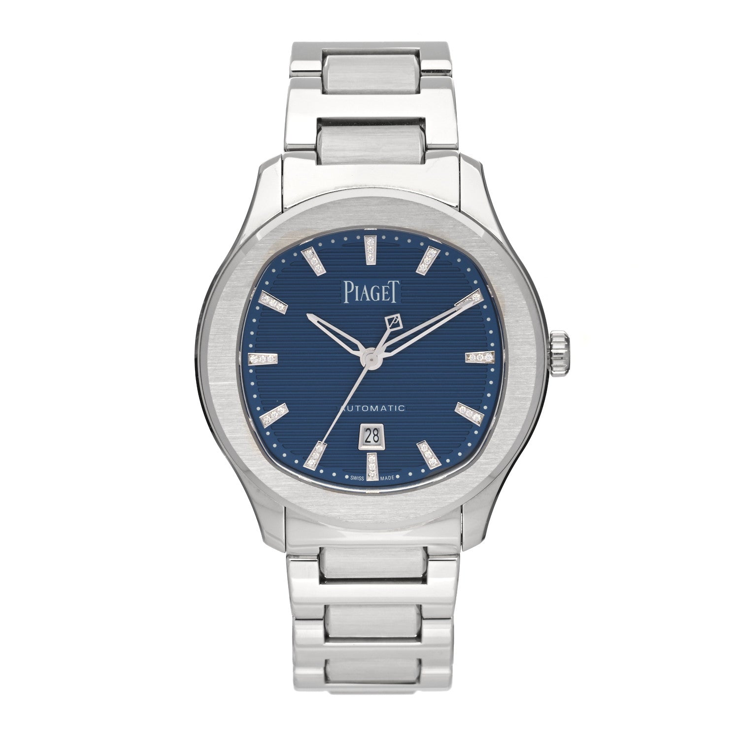 Piaget Stainless Steel Diamond 36mm Polo Date Automatic Watch Blue 1 of 5