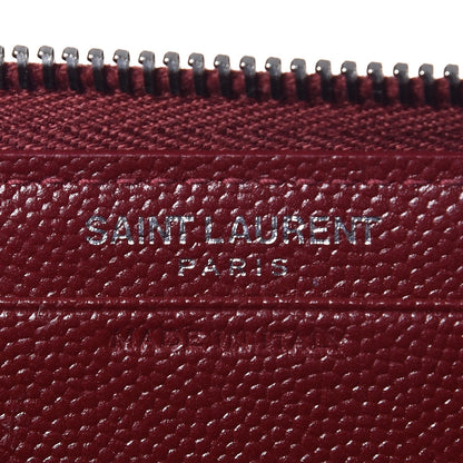 Saint Laurent Grain De Poudre Matelasse Chevron Monogram Zip Around Wallet Palissandre 6 of 8