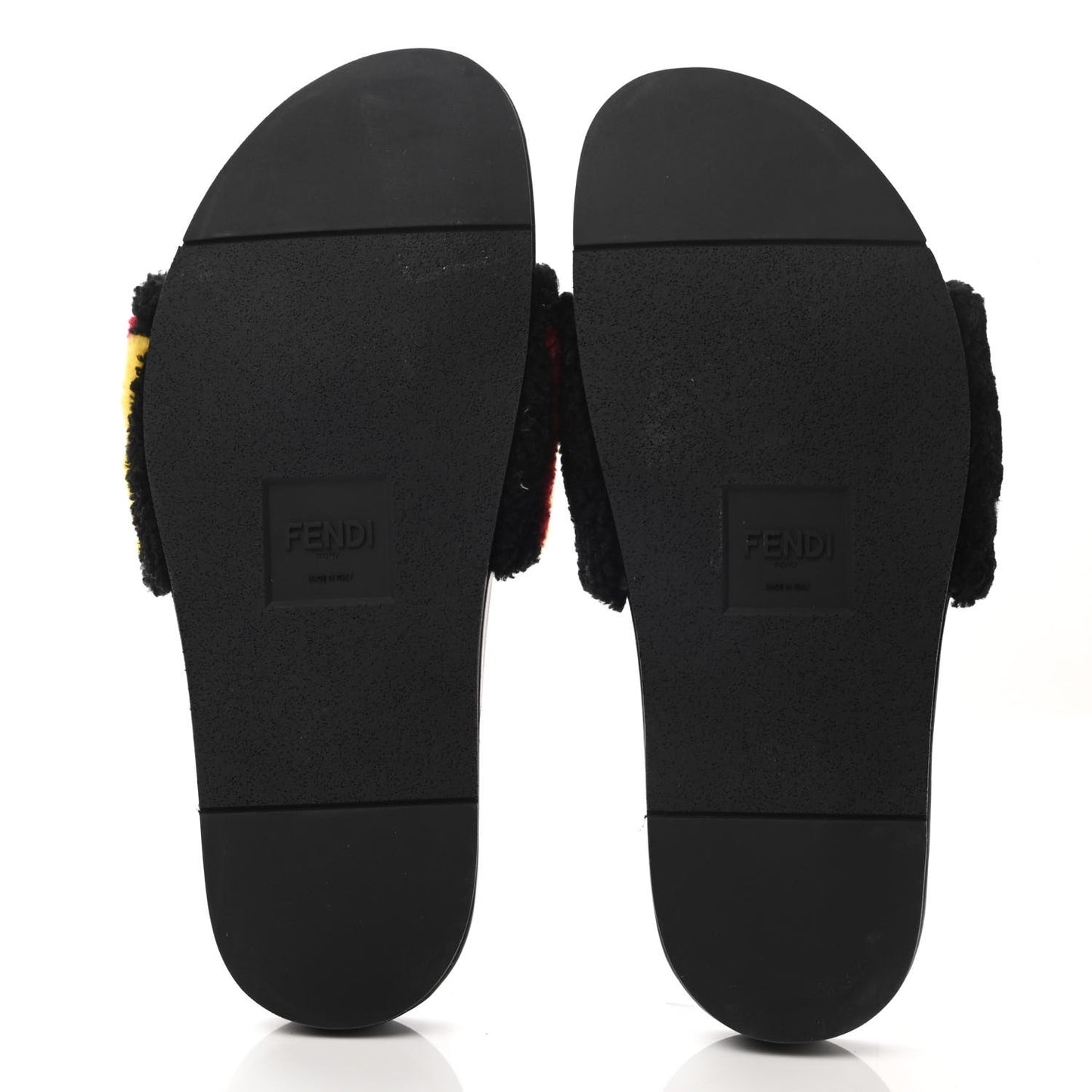 Shearling Logo Mens Slide Sandals 8 Black Giallo Ribes