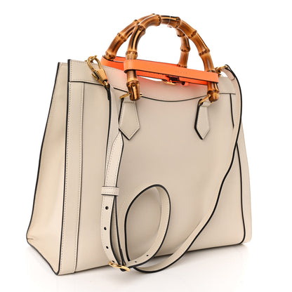 Gucci Wonka Grain Calfskin Small Diana Tote Bag Mystic White Orange Fluo 3 of 9