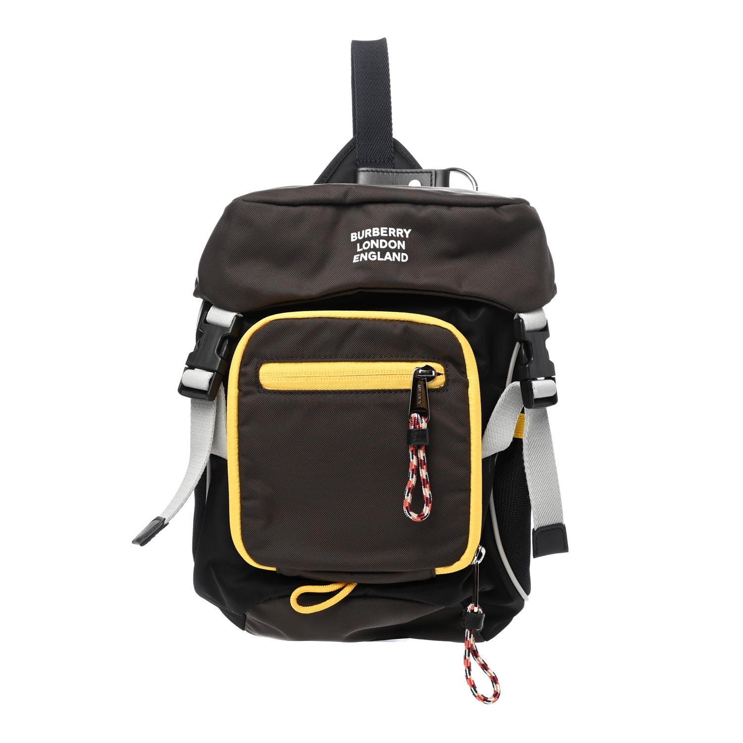 Burberry Nylon Medium Leo Sling Bag Black Yellow Grey 1 of 4