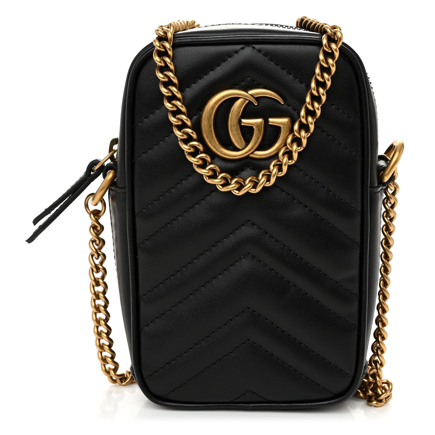 Gucci Calfskin Matelasse Mini GG Marmont Crossbody Bag Black 1 of 10