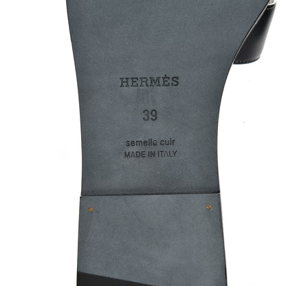 Hermes Box Calfskin Oran Sandals 39 Black 7 of 11
