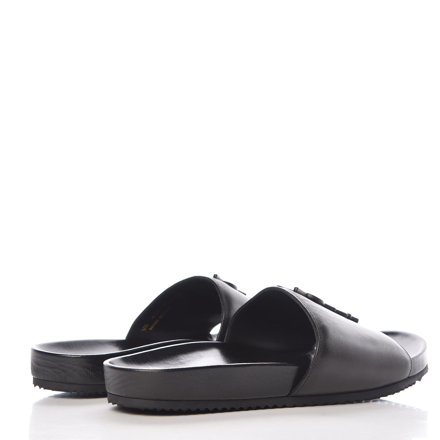 Saint Laurent Lambskin Joan Slide Sandals 38 Black 4 of 10