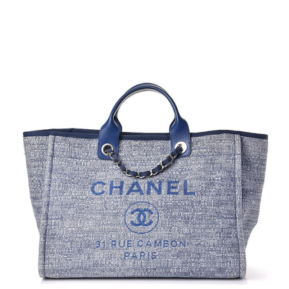 Chanel Canvas Large Deauville Tote Blue 1 of 10